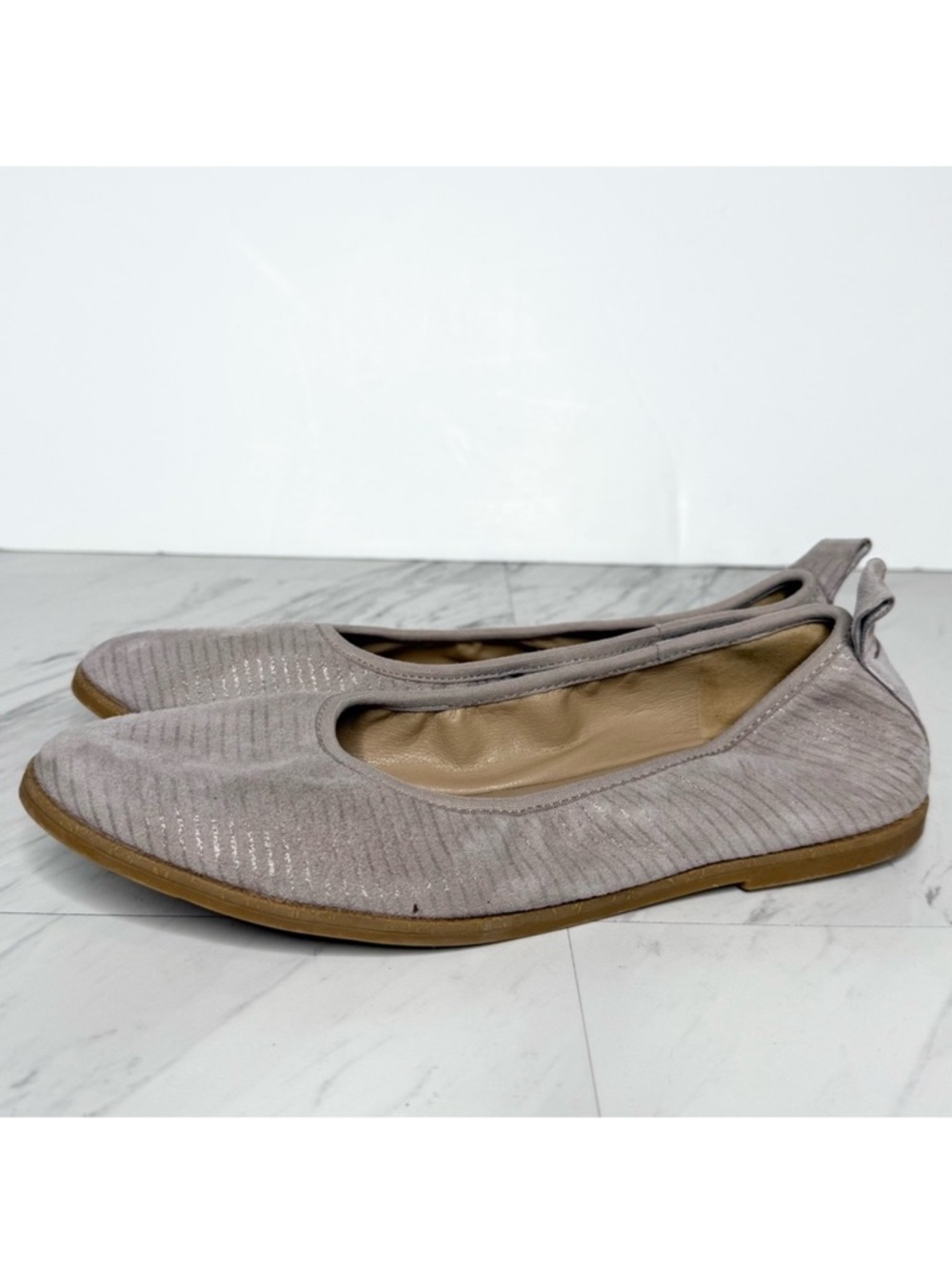 Eileen Fisher Gray Stripe Ballet Flat 8